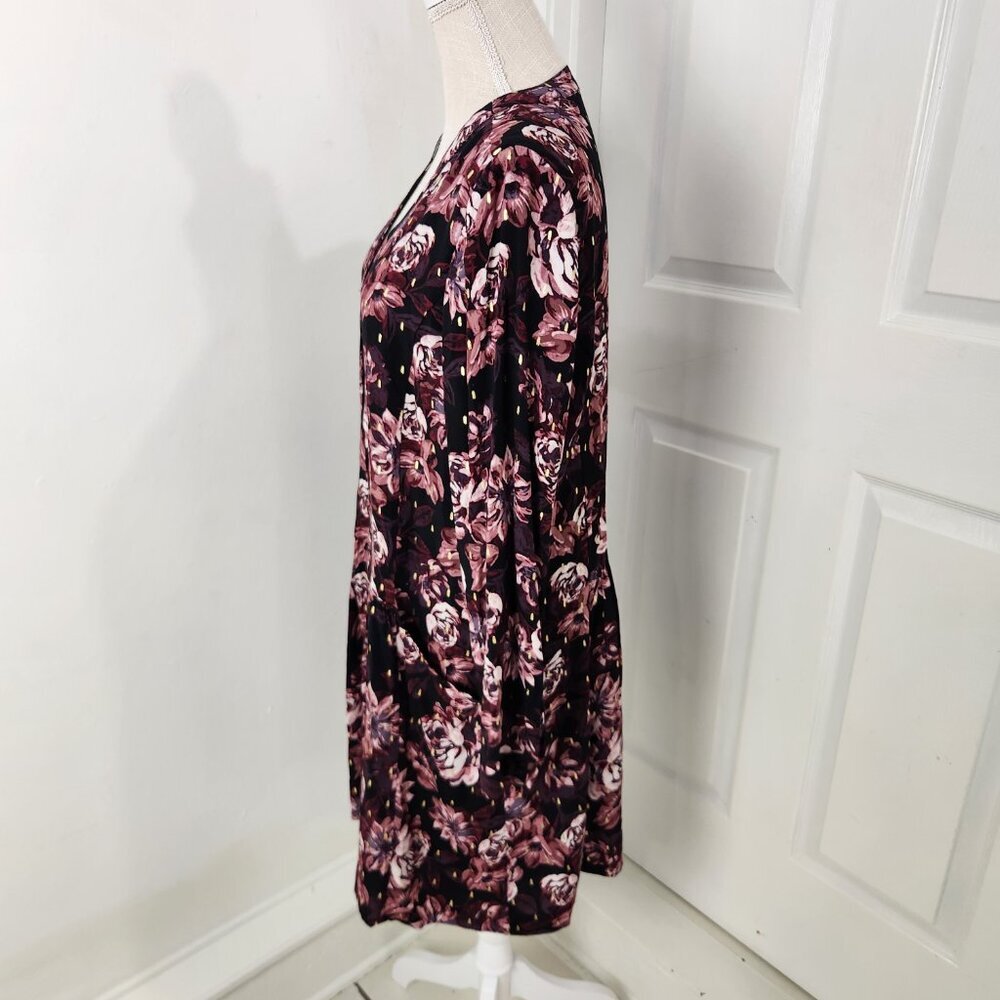 Garnet Hill Dress Womens 10 Purple Dropwaist Button Up Dark Romantic Moody - Picture 4 of 13
